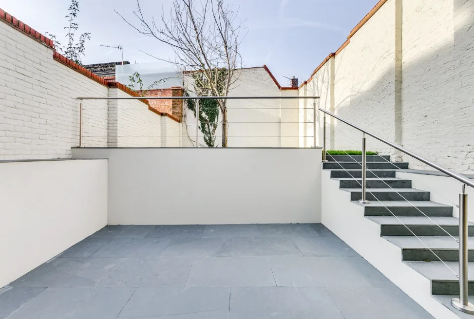 Completed sheltered courtyard and steps at a DTR Lower Putney home